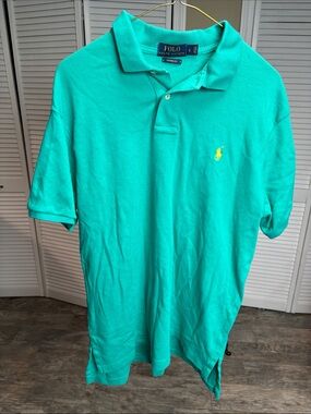 Polo by Ralph Lauren Turquoise Polo with Yellow Pony Embroidery.